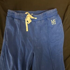 SHEIN Blue Track Pants with White Drawstring